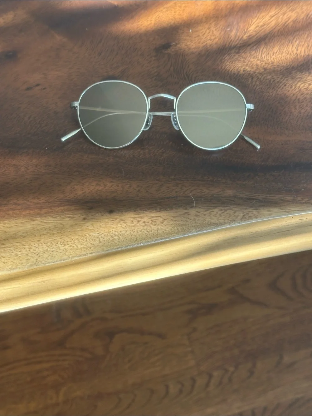 Oliver Peoples Altair Silver Frame Sunglasses with Brown Lenses
